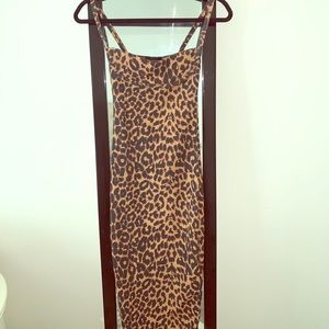 COPY - Leopard Print Strappy Cup Detail Midi Dress